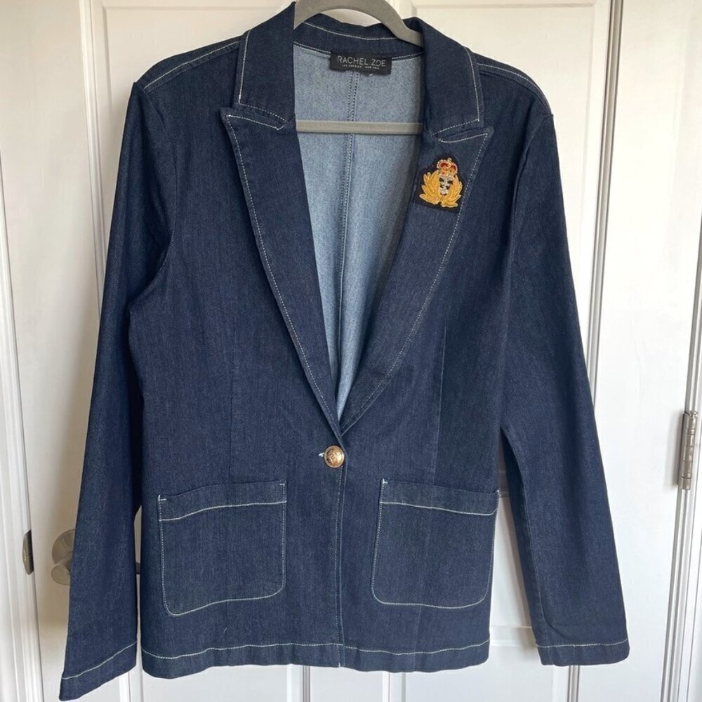 Rachel Zoe Women'sTailored Denim Blazer Size Medium Old School Prep